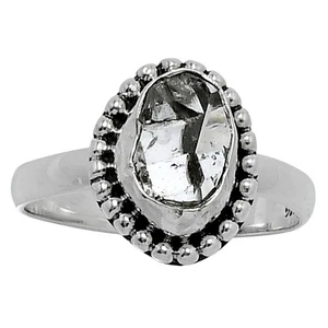 Premium Herkimer Diamond - USA 925 Sterling Silver Ring s.8 Jewelry R-1071 - Picture 1 of 5