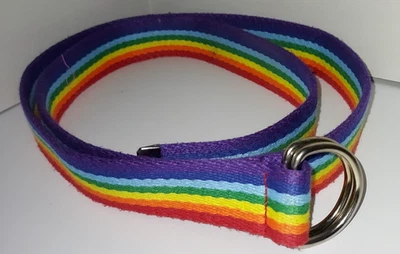 Mujeres Arco Iris Rayas Colorido Informal D-ring Lona Cinturón Largo 49" Cintura 37-42" Foto 1 de 3