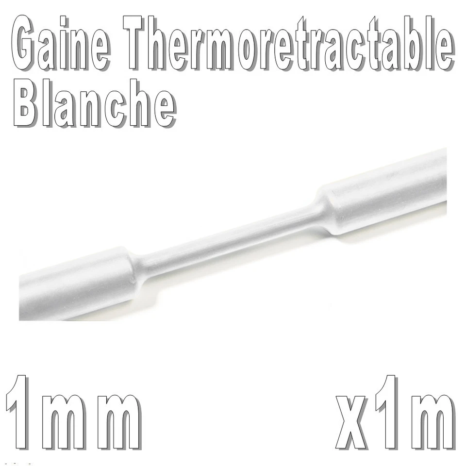 WOER Gaine Thermo Rétractable 2:1 - Diam. 1 mm - Blanc - 1m