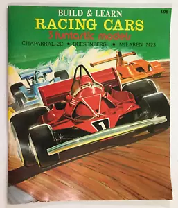 1978 book Build & Learn RACING CARS Chaparral Duesenberg McLaren paper model NOS - Picture 1 of 6