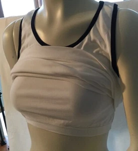 Damen Frauen Pro-Fit weiß mit schwarzem Besatz Razorback Shirt integrierte Unterstützung MED - Bild 1 von 7