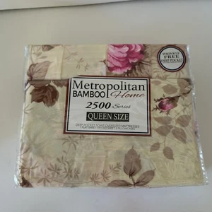 Queen Six Piece Sheet Floral Set 2500 AloeVera BambooFabricPink IvoryMuti Flower - Picture 1 of 6