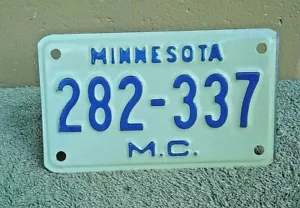 Minnesota Motorrad Nummernschild Anhänger # 282-337 unbenutzt abgelaufen 2000 Ära - Bild 1 von 6