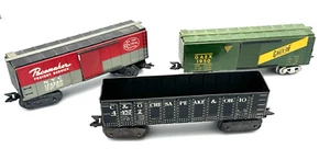 Marx PreWar 3 Tinplate Cars - NYC Boxcar General Boxcar C & O Gondola - Picture 1 of 5