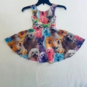 Girls Dress Size 4/XS 1989 Place Rainbow Color with Assorted Dogs - Picture 1 of 5