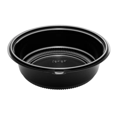 Karat 48 oz. PP Round Microwaveable Container, Black - 150ct, FP-RC48B - Image 1 of 4