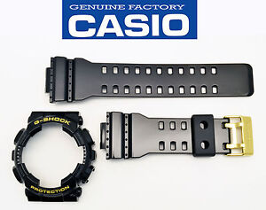 Casio GA-110GB  Watch Band STRAP & bezel G-Shock BLACK Shiny Strap Rubber 