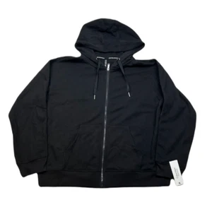 Calvin Klein Performance Fleece Hoodie Womens XL Black Logo Stripe Full Zip - Picture 1 of 7