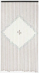 Diamond Brown, Cream & Grey 180 x 90cm Wooden Beaded Bamboo Door Curtain Blind