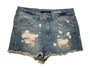 Aeropostale Damen Distressed Bleiche gepunktet hoch tailliert Shorty Shorts-Größe 4 - Bild 1 von 4