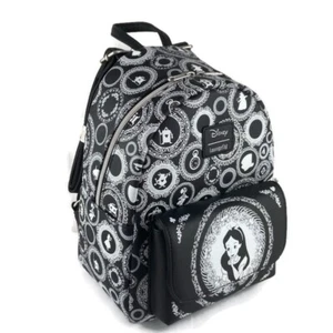 Disney Loungefly Alice In Wonderland Mini Backpack Bag Black White Looking Glass - Picture 1 of 12