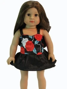 18" Doll Clothes - Red/Black FLORAL tank/skirt set- fits American Girl - NEW!! - Picture 1 of 3