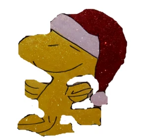 16" Peanuts Gang Woodstock in Santa Hat Hammered Metal Christmas Decoration - Picture 1 of 2