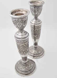 Kerzenständer Kerzenleuchter aus Silber 1 Paar Iran 20. Jh 386 g 840er - Bild 1 von 8