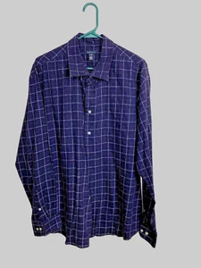 Van Heusen langärmliges Herrenhemd 17-17 1/2 lila kariert EUC 5M15 - Bild 1 von 4