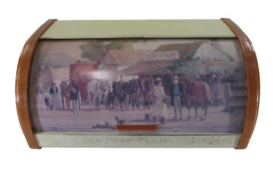 Arpa de Erin y caballos con mango de plástico de metal guardián de pan vintage Foto 1 de 4