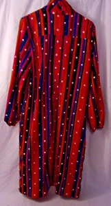 Abbott Elementary Dress XL Multi color Stripe White Dots Button Front No Belt VG - Picture 1 of 3