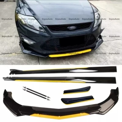 For Ford  Focus Front Bumper Lip 86" Side Skirt Rear Bumper Lip Black Yellow - Imagem 1 de 4