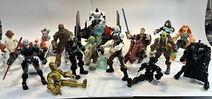 Star Wars Playskool Mashers Lot Of 15 Figures with three vehicles and weapons