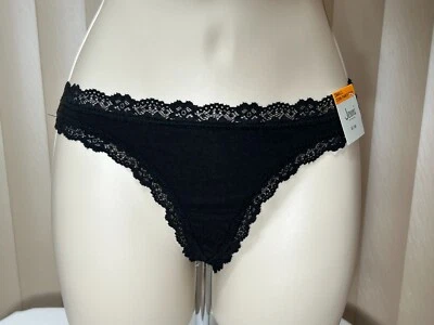 Mujer Jenni Tanga Ropa Interior S Tiro Bajo Encaje Ribete Panty Negro 1 Par 100110139 Foto 1 de 4