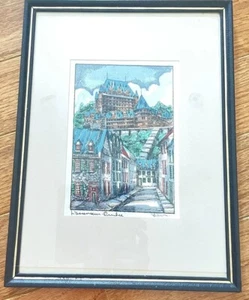 Vintage. Kanadische Tinte / Aquarell Gemälde Kanadischer Impressionist Quebec Stadtbild - Bild 1 von 7