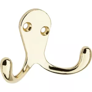 National Hardware N243-758 Bright Brass Closet Bath Bedroom Robe Hooks - 2Pk - Picture 1 of 2