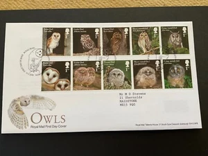 GB QEII 2018 Owls Set of 10 First Day Cover Typed Address Tallents House Edin. - Picture 1 of 1
