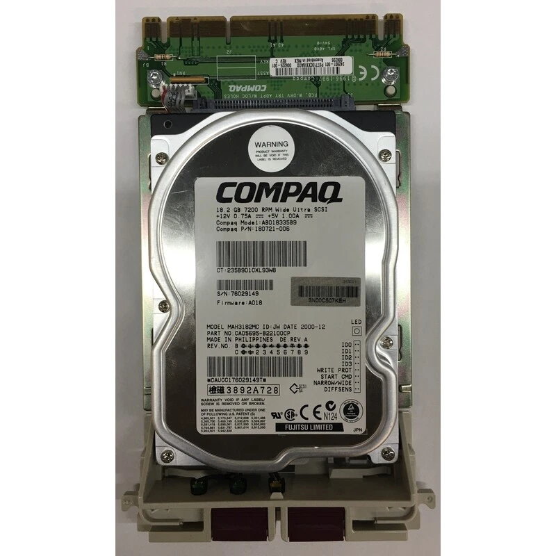 180721-006 - Compaq 18GB 7200 RPM SCSI 3.5" HDD 80 pin - Image 1 of 1