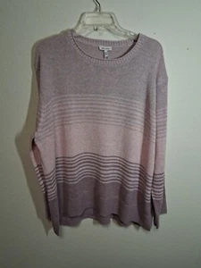 NWT Ella Moss Sweater Casual Winter Oversized Pink Stripe Women Size XXL - Picture 1 of 5