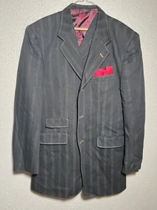 Falcon Men's 2 Piece Jacket And Vest Black And Red Size 38R Styled In Italy - Picture 1 of 10