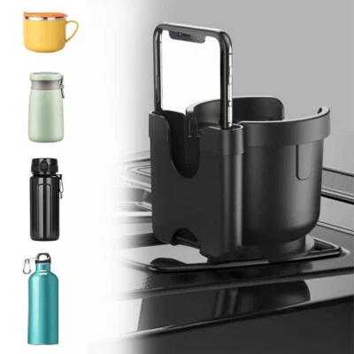 2 in 1 Car Large Water Bottles Mugs Cup Holder Expander Adapter Phone Organizer - Image 1 of 4
