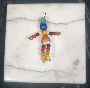 Vintage/Antique Wooden Bead Person Ornament Toy Doll 3.25" tall Unmarked - Picture 1 of 13