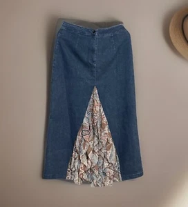 NUEVA Maxi Falda Denim Para Mujer Talla S Elástica Jean Volantes Romántica Casa de Campo - Imagen 1 de 7