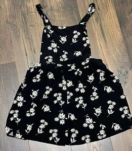 Art Class Romper Girl’s XXL 18 Black Flowers Daisies Shorts Overalls - Picture 1 of 18