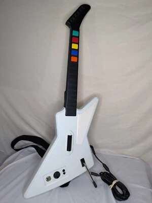 Guitar Hero Xplorer  Xbox 360 Red Octane White Wired W/ Dongle Cleaned & Tested - Image 1 of 4