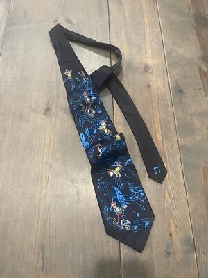 Dr. Seuss 1996 Cat In The Hat Men’s Black Music Notes Tie 100% Silk 57”L x 4”W - Изображение 1 из 4