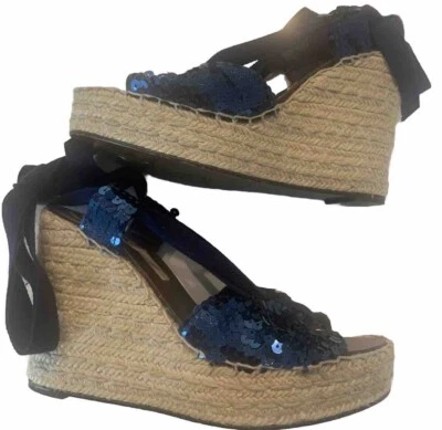 Zapatos de tacón alpargata de lentejuelas azules MARC by MARC JACOBS con cuña para mujer talla 39 EE. UU. 8,5 Foto 1 de 4