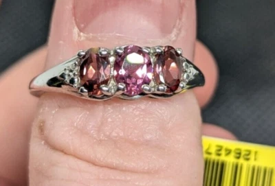 Anel de granada esterlina tamanho 7 - vintage - zircão e rodolita - Imagem 1 de 4