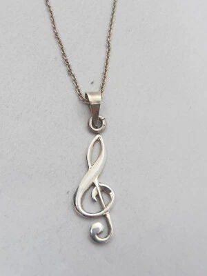 Chiave di Violino : Ciondolo e Catenina in Argento 925 - Pendente - Musica - Sol - Immagine 1 di 3