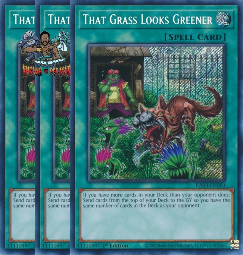 Yugioh! 3x That Grass Looks Greener RA03-EN063 Secret Rare 1st Ed NM - Image 1 of 1