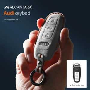 Alcantara Car Remote Key Case Cover For Audi A1 A3 8V A4 B8 B9 A5 A6 C7 A7 A8 Q3 - Picture 1 of 18