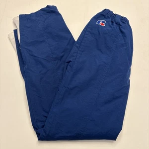Vintage Russell Track Pants Blue Windbreaker Lined Jogger 90s Ankle Zip Mens S - Picture 1 of 14