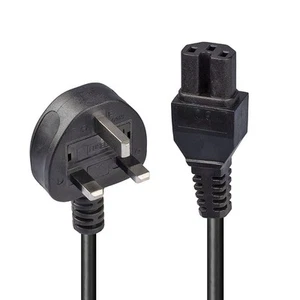 LINDY 30458 2 m Mains UK 3 Pin Plug to Hot Conditioned IEC C15 Power Cable Lead - Picture 1 of 6