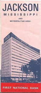 1968 ERSTE NATIONALBANK Straßenkarte Jackson Mississippi Schulen Parks Hinds County - Bild 1 von 6