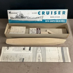 1946 Monogram U.S. Navy Cruiser U.S.S. Chicago Wood Model Kit B3 - Picture 1 of 5