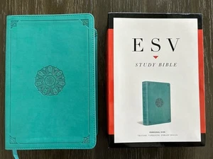ESV Study Bible, Personal Size (TruTone, Turquoise, Emblem Design) by Not... - Picture 1 of 11