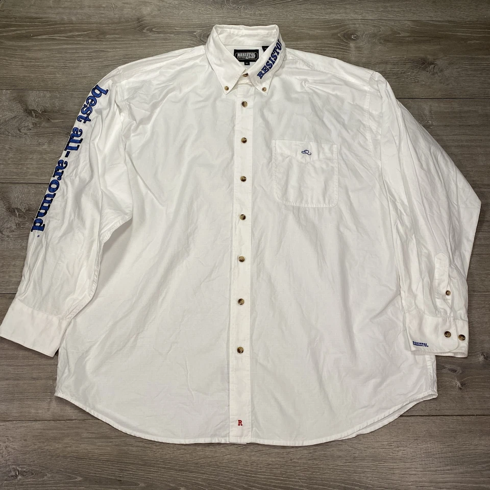 Resistol Shirt Mens XL White Western Button Down Embroidered Best All-Around - Image 1 of 4