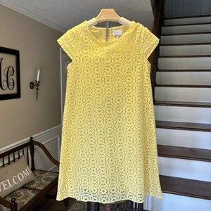 Children’s Place Girls Sz 14 Yellow Daisy Lace Knee Length Dress Cap Sleeve  - Picture 1 of 13
