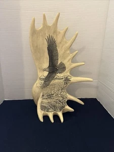 Statuina da collezione caccia all'aperto aquila volante corna in resina intagliata 15" - Foto 1 di 10