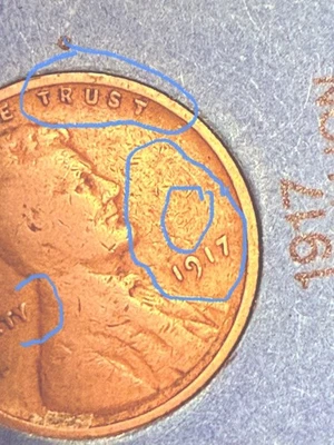 1917 年小麦美分/便士错误硬币 DDO — 第 1/4 张图片